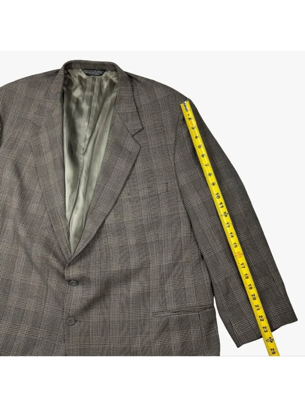Pierre Cardin Men’s Wool 2-Button Blazer Gray Plaid Herrringbone • 56R